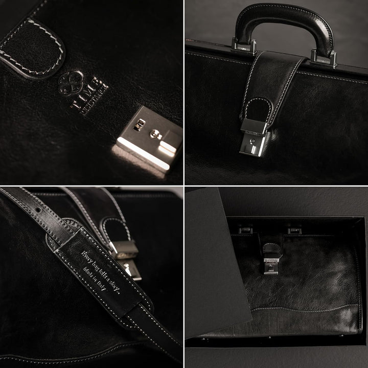 Time Resistance Leder Arzttasche - Arztkoffer - Doktortasche - Aus 100% Echtleder - Aktentasche für