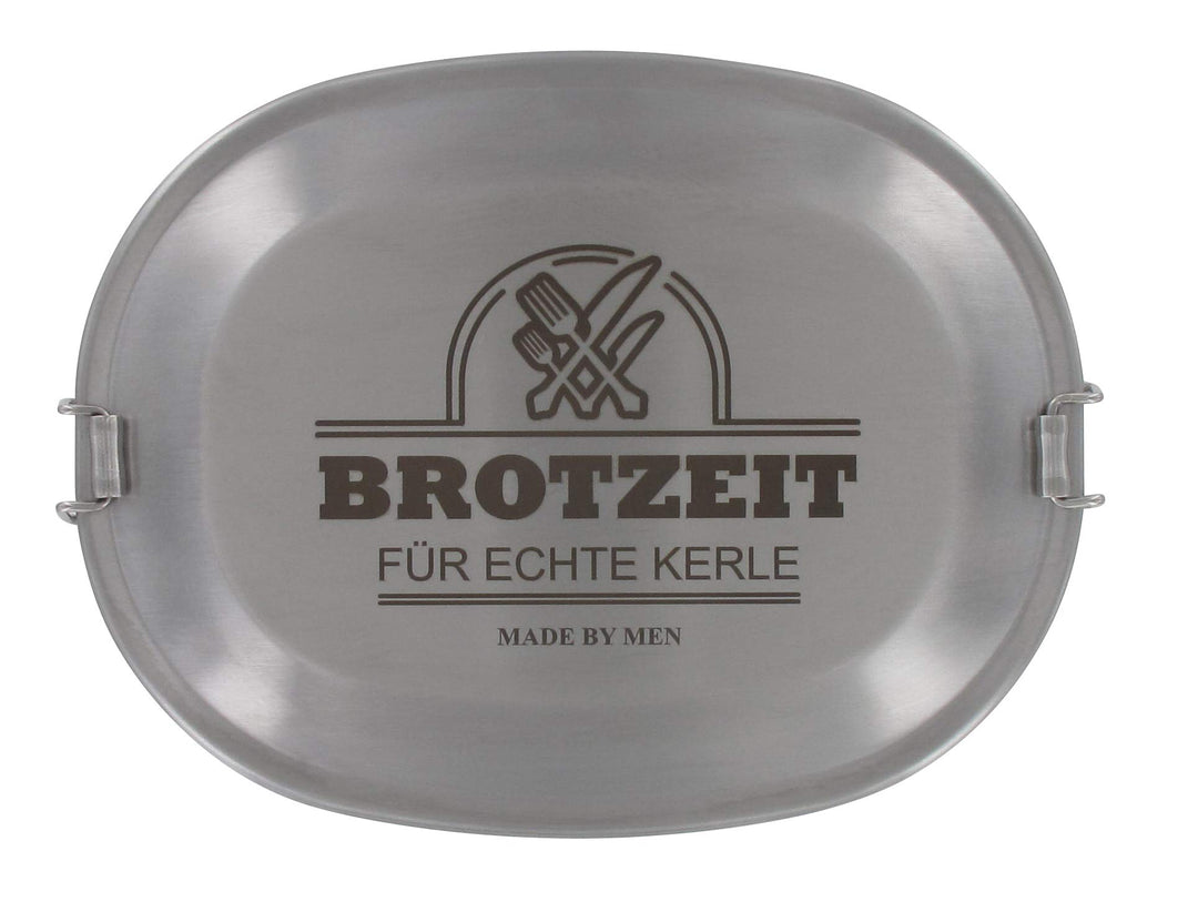 Vesperdose Brotzeitdose Jausendose aus Edelstahl mit Gravur Brotzeit für echte Kerle - Geschenkidee