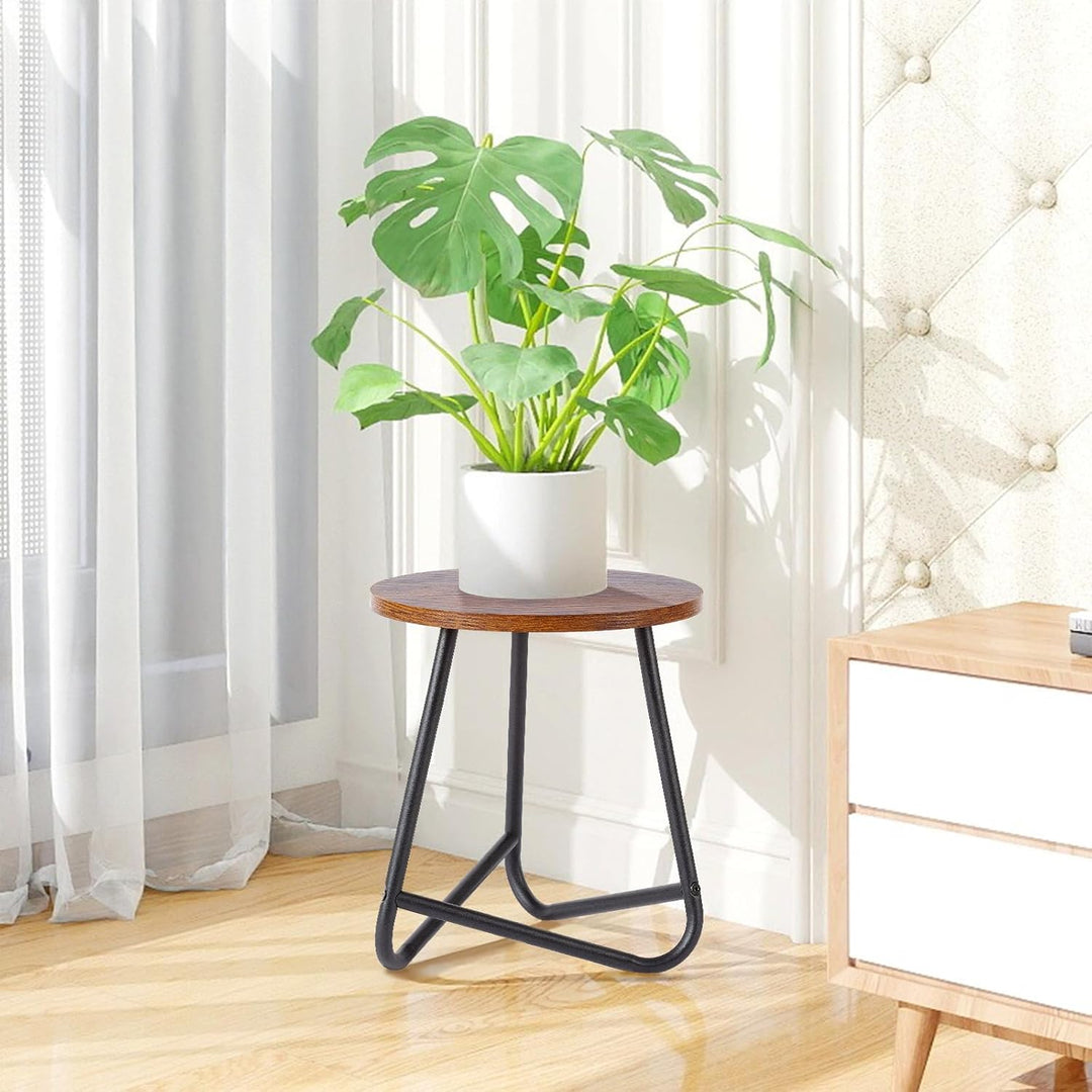 HDANI 35cm Rund Pflanzenständer,Blumenständer,Pflanzenregal aus Holz und Metall,Modernes Regal für Z