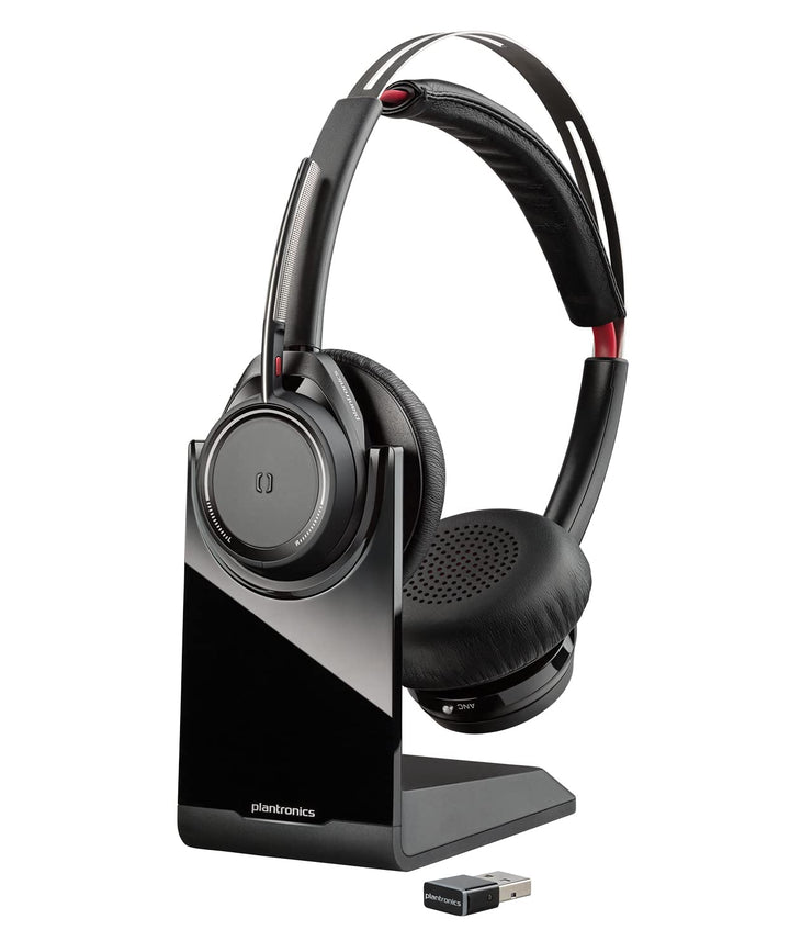 Plantronics Poly - Voyager Focus UC mit Ladestation – Stereo Bluetooth-Headset mit Bügelmikrofon - U