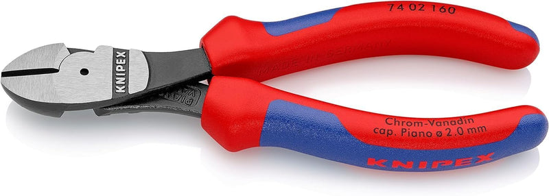 Knipex Kraft-Seitenschneider schwarz atramentiert, mit Mehrkomponenten-Hüllen 160 mm 74 02 160 atram