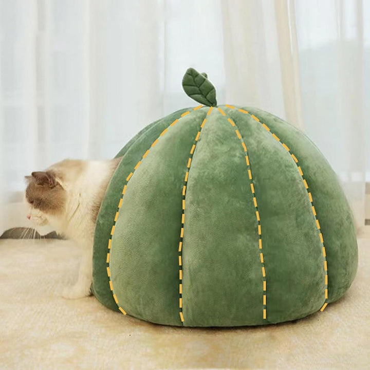 Pumpkin Cat Bed, Enclosed Cat House, Cat Cave Bed, Thickened Halloween Pet Bed, Cat Hideaway for Kit