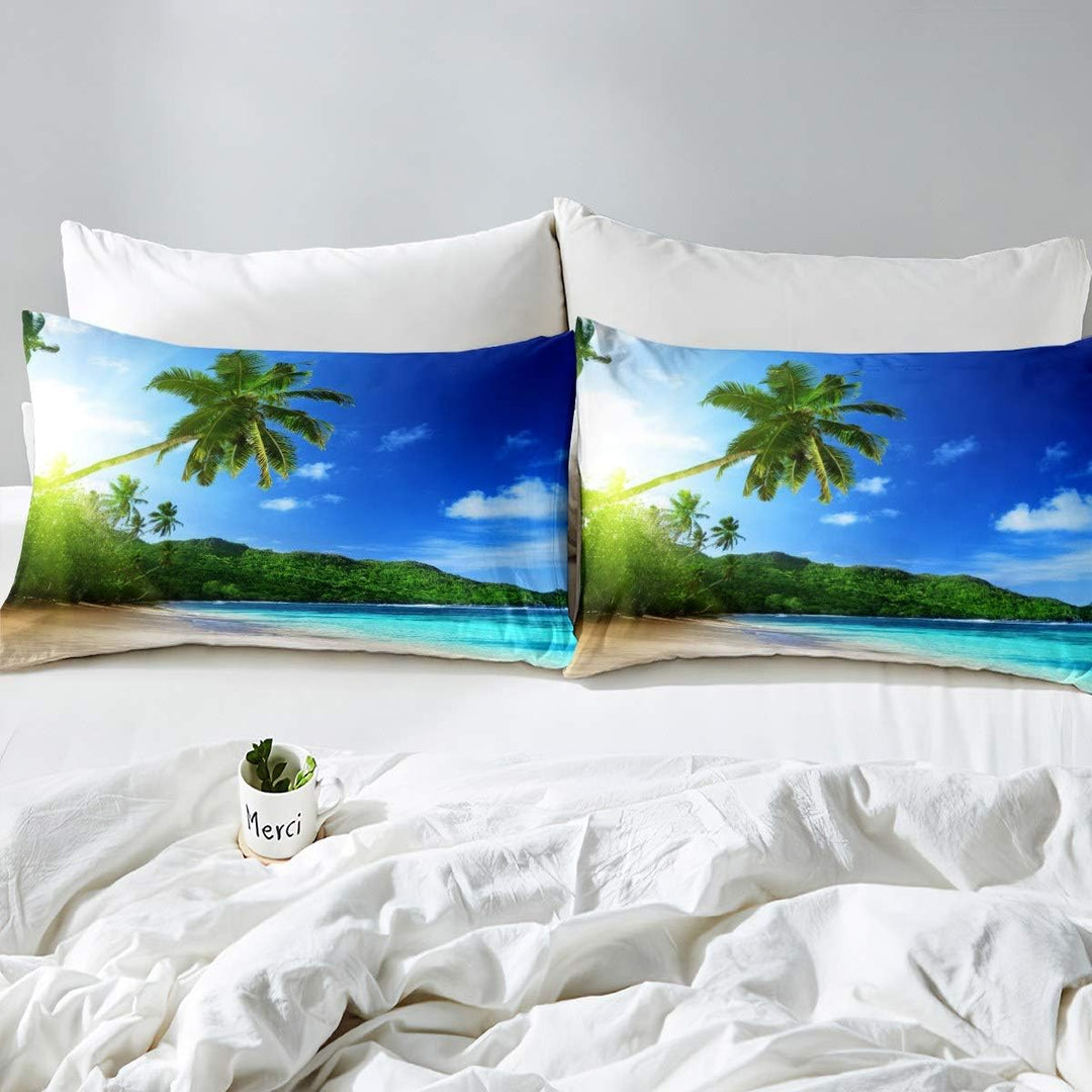 Loussiesd Hawaiian Strand Bettwäsche Set 135x200cm Ozean Meer Bedrucktes Bettbezug Set für Kinder Pa