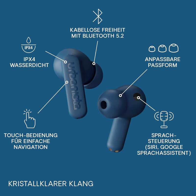 Urbanista Atlanta In Ear Kopfhörer Bluetooth Noise Cancelling, Hybrid ANC, Tiefe Bässe, spritzwasser