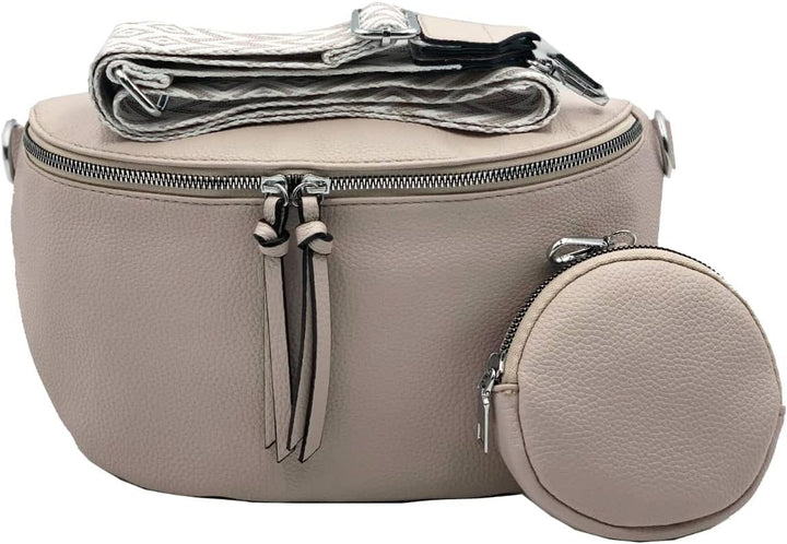 stylx Crossbody Bag Damen Leder Breiter Gurt Handtasche Umhängetasche Moderne Taschen mit breitem Sc