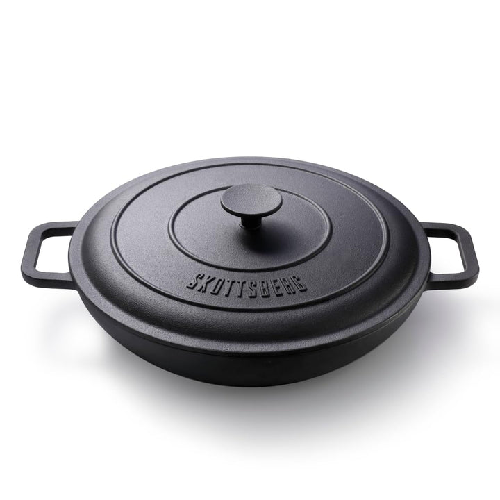 SKOTTSBERG Schmorpfanne 31.5 cm Gusseisen-Bräter Schmortopf mit Deckel, Backofen -& Induktionsgeeign