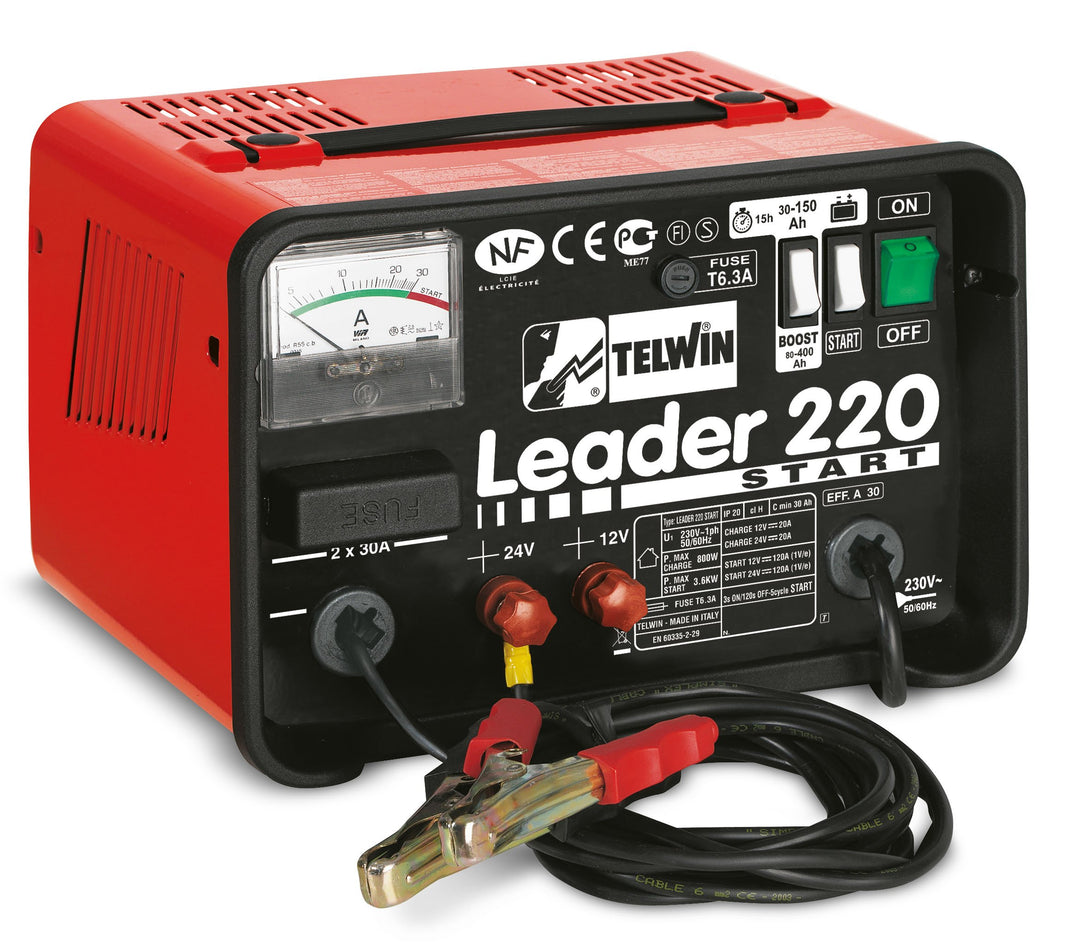 Ladegerät für Auto und Motorrad für 12 V und 24 V-Starter LEADER 220
