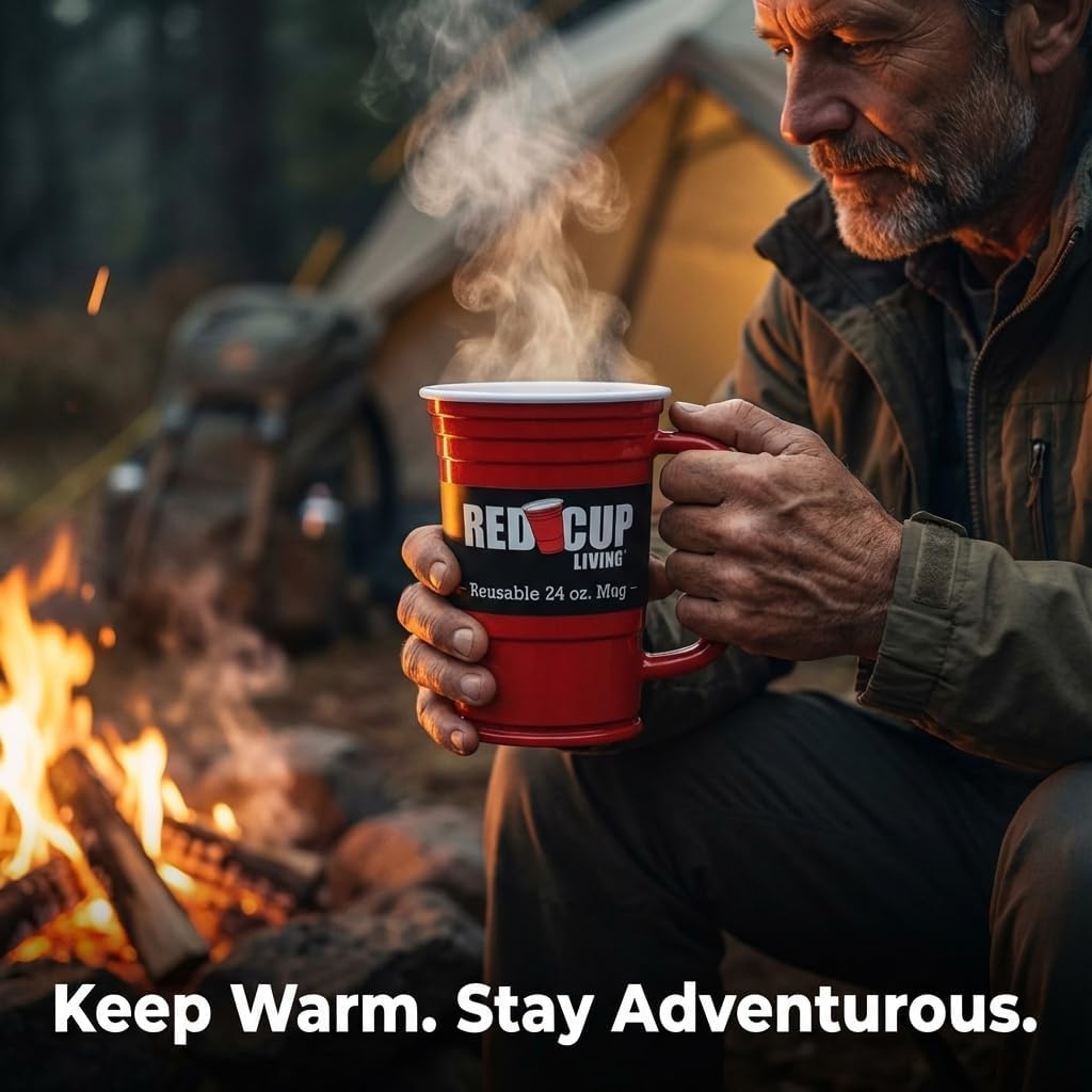 Red Cup Living Wiederverwendbare Plastik-Kaffeetasse und Bierbecher – Grosse 24 oz rote Plastikbeche