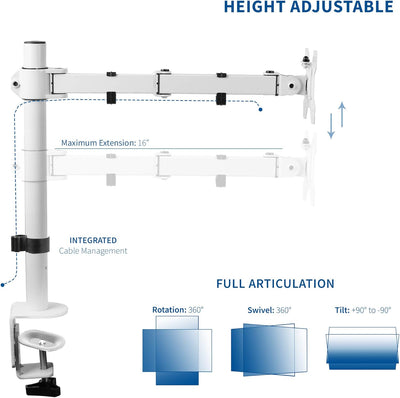 VIVO Schreibtischhalterung, 1 Arm, für Bildschirme bis zu 96,5 cm (38 Zoll), ultrabreit, voll Verste