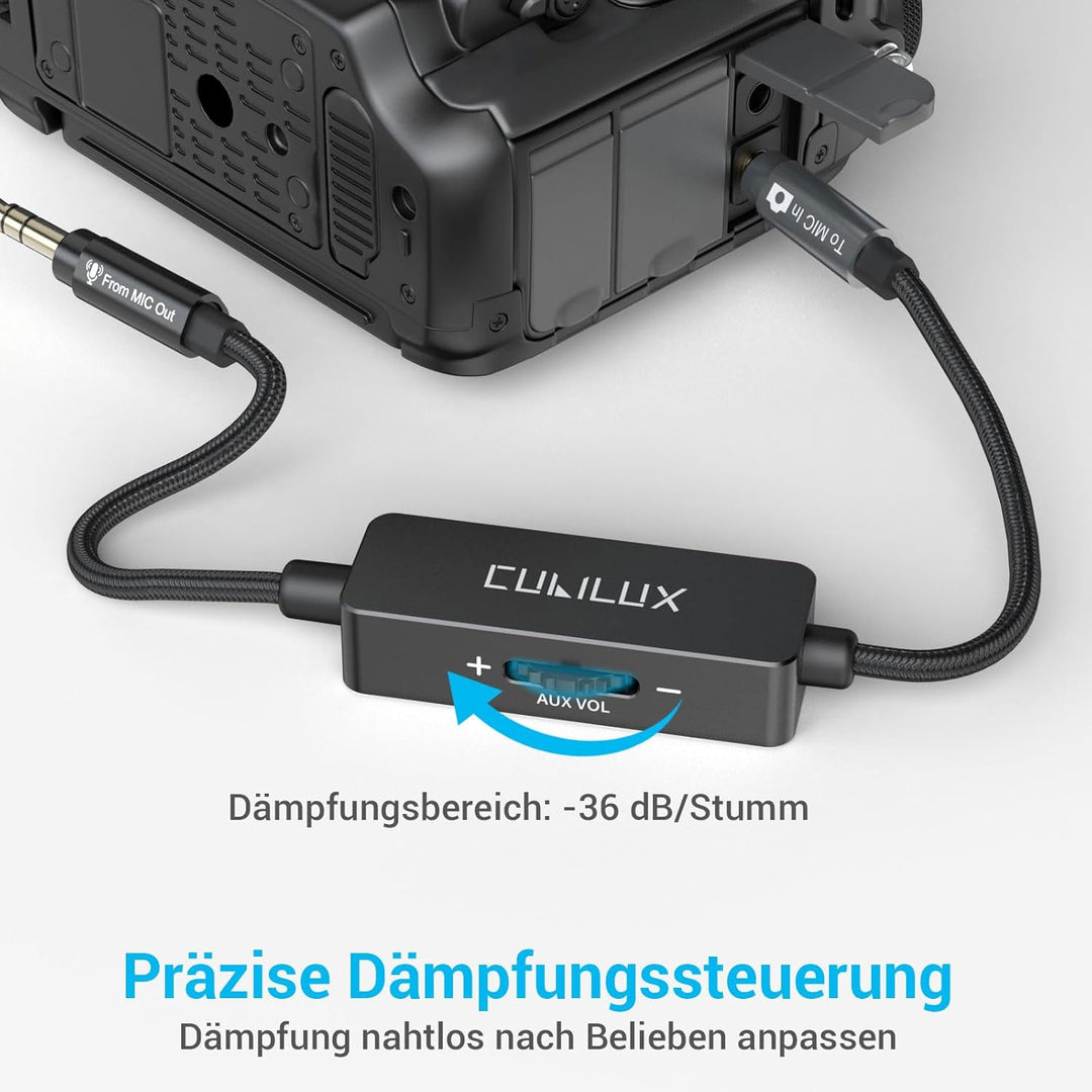 Cubilux 3,5 mm TRS Line Out zu Mikrofon In Attenuator Kabel, Line Level zu Mic Level Dämpfung mit Ro