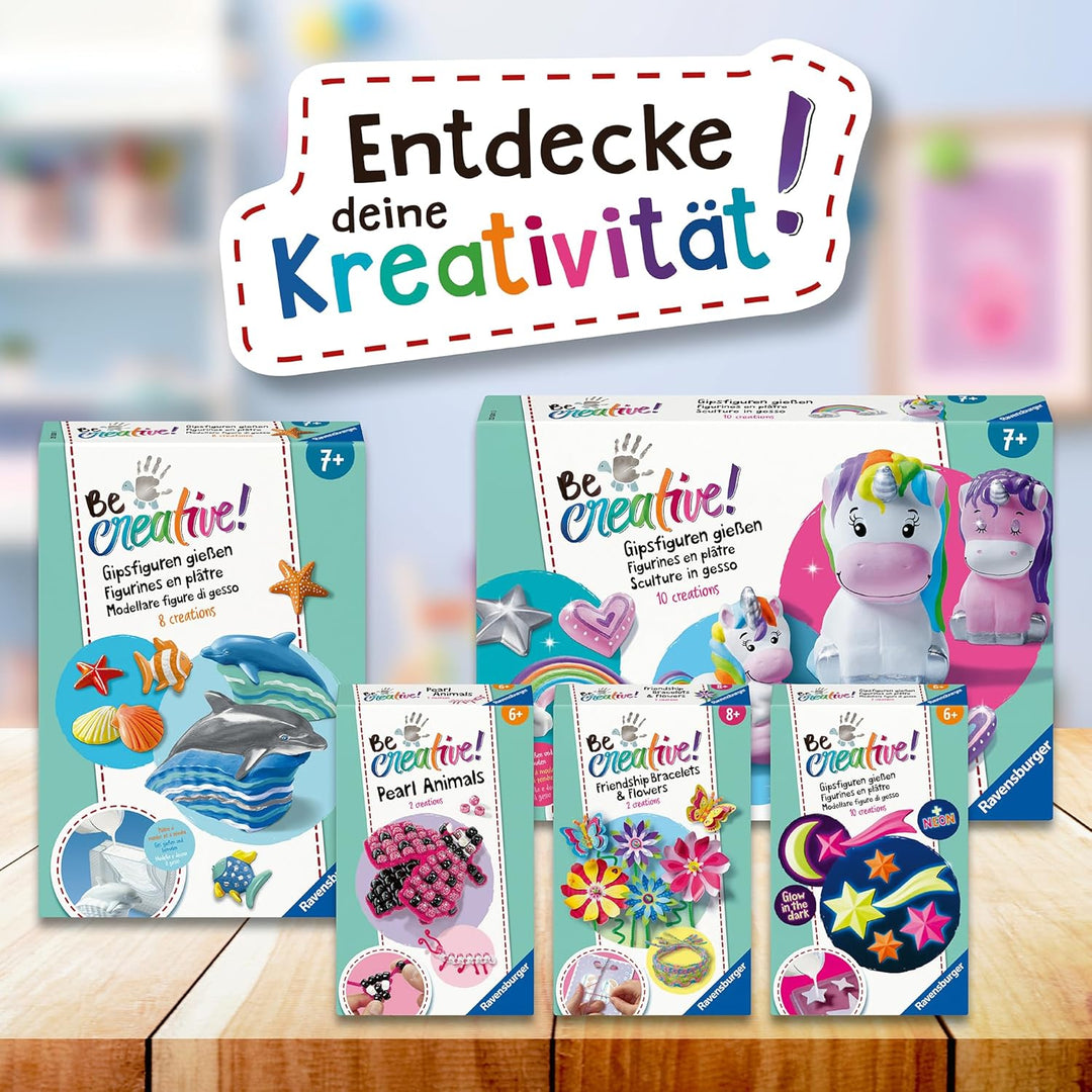 Ravensburger BeCreative Gipsgiessen Einhorn - Bastelset für Kinder ab 7 Jahren, Gipsfiguren giessen