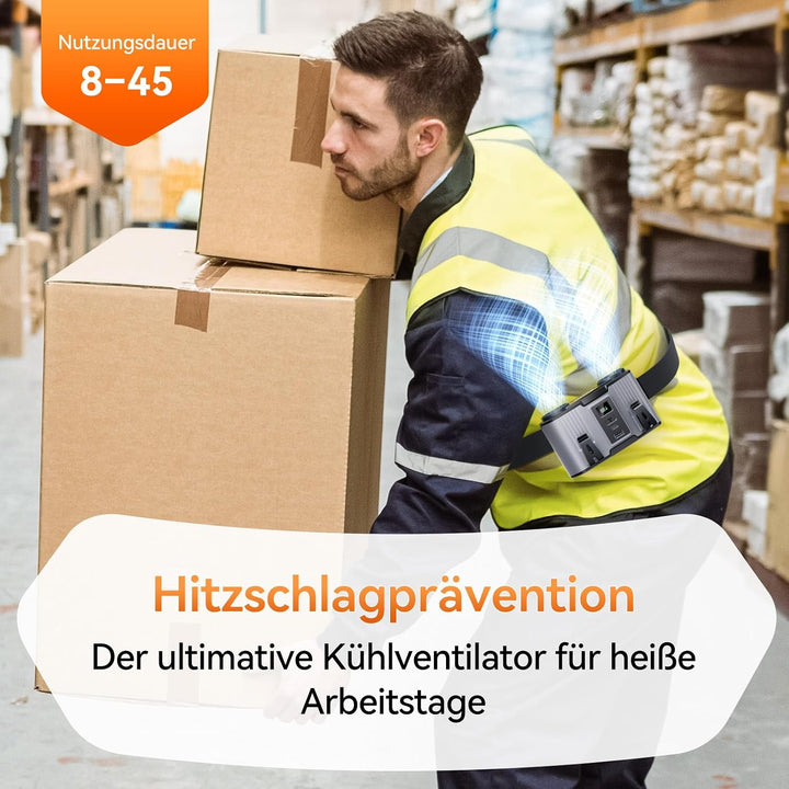 24000mAh Tragbarer Taillen Ventilator, Wiederaufladbarer Clip-Lüfter, Doppelmotor mit Doppelluftkana