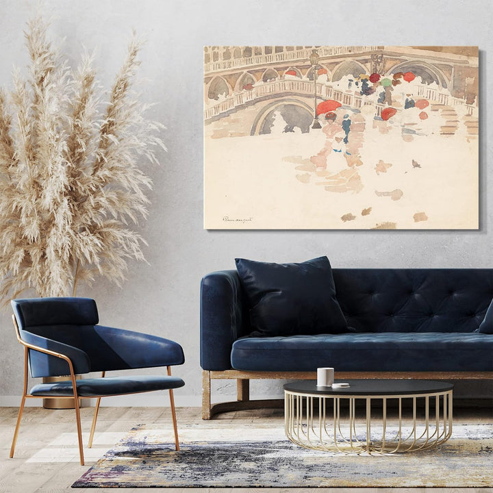 Leinwand (100x70cm): Maurice Brazil Prendergast - Regenschirme im Regen, Venedi 100x70 cm, 100x70 cm