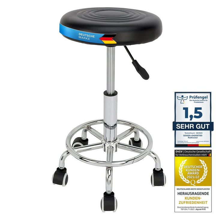 GOODS+GADGETS Ergonomie rollbarer Arbeitshocker Drehhocker Barhocker Praxishocker Rollhocker höhenve