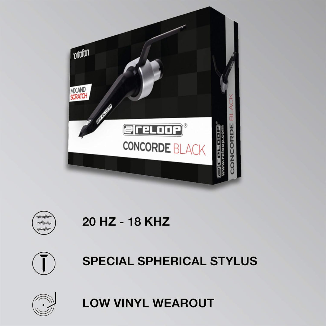 Reloop Concorde Black – Sphärisch geschliffenes Tonabnehmersystem mit robuster Konstruktion für Plat