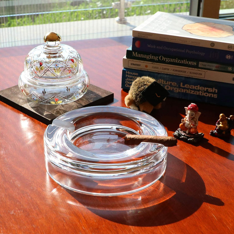 Pasabahce Kristallglas-Aschenbecher für die Terrasse, schwer, handgefertigt, luxuriös, Outdoor, Indo