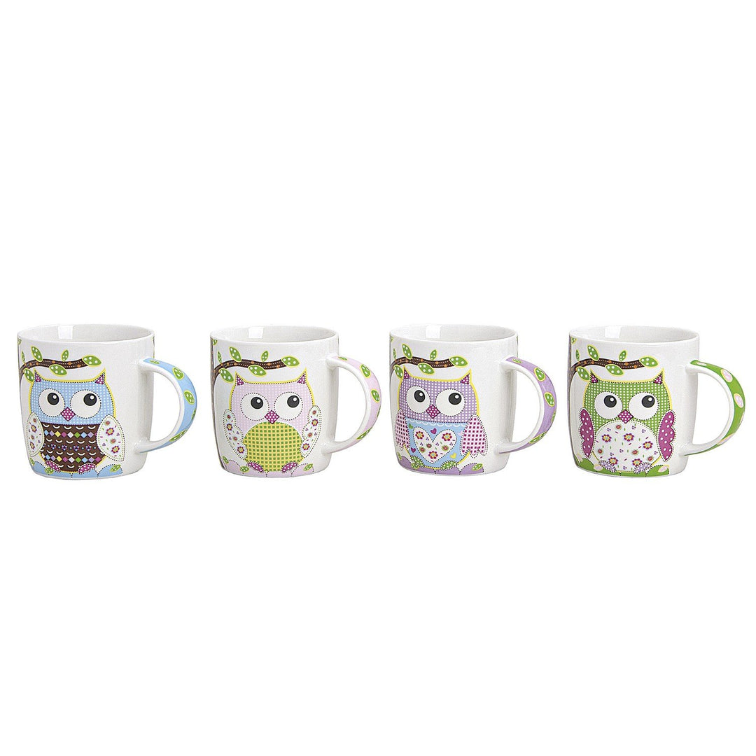 Tasse mit Henkel EULE 4er Set Becher Cup