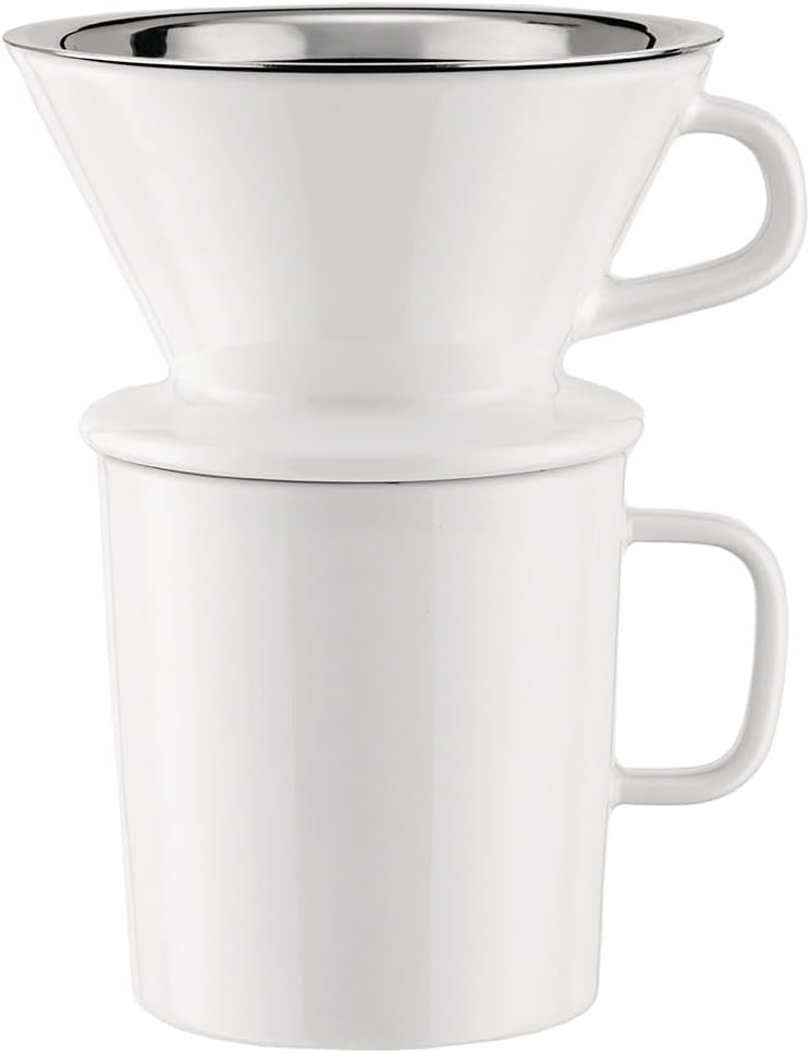 Alessi Slow coffee KT01S1 - Design Slow Coffee-Set Bestehend aus Kanne aus Pyrex-Glas, Filterhalter