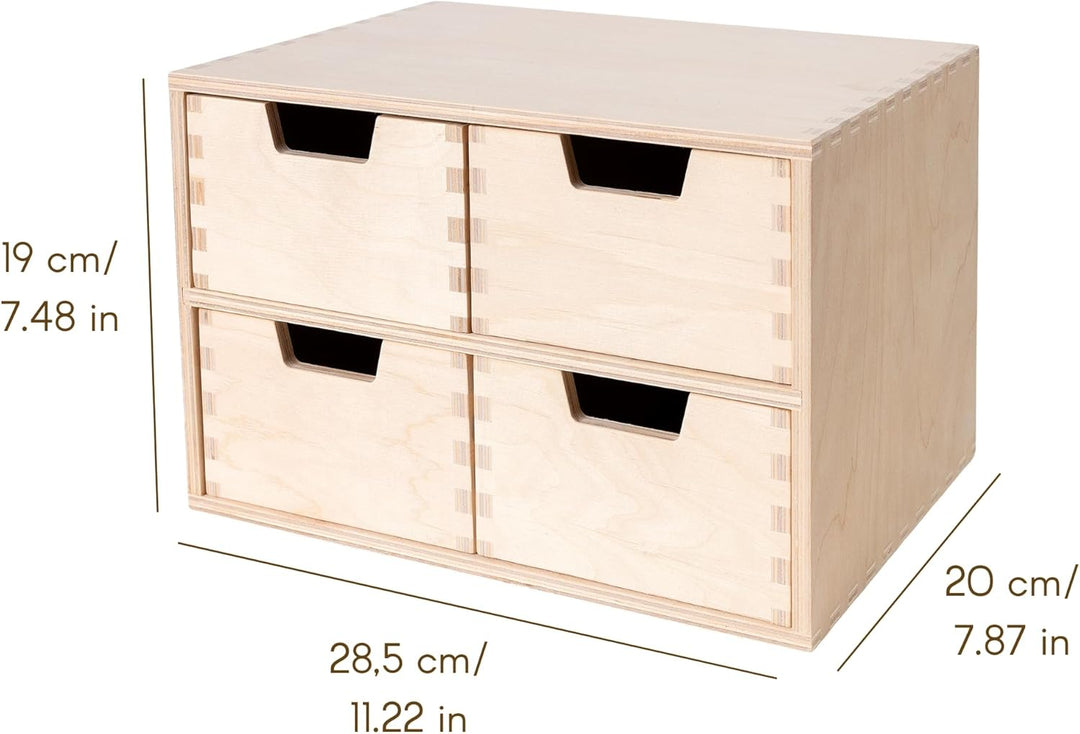 Creative Deco Schubladenbox Schubladenelement | 4 Schubladen | 28,5 x 20 x 19 cm (+/- 1 cm) | Mini-K