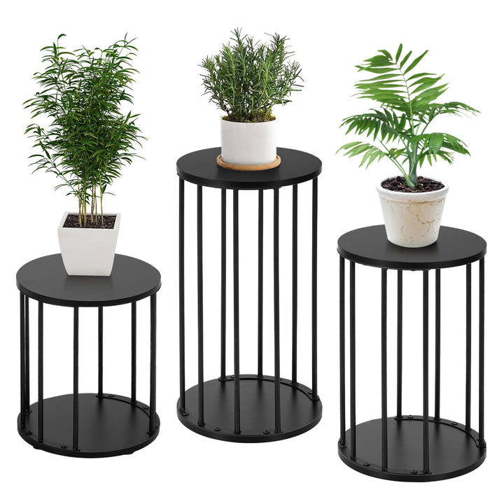 HDANI 3er-Set Rund Pflanzenständer Metall 35/45/55cm,Solider und Robuster Blumenständer für Wohnzimm