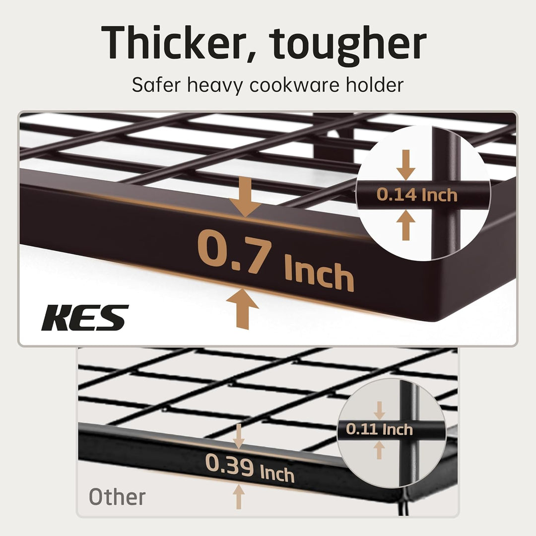 KES Ölbronze Doppel Küchenregal Pfannenhalter Küchenutensilienhalter Küche Pfannenhalter mit 12 Hake