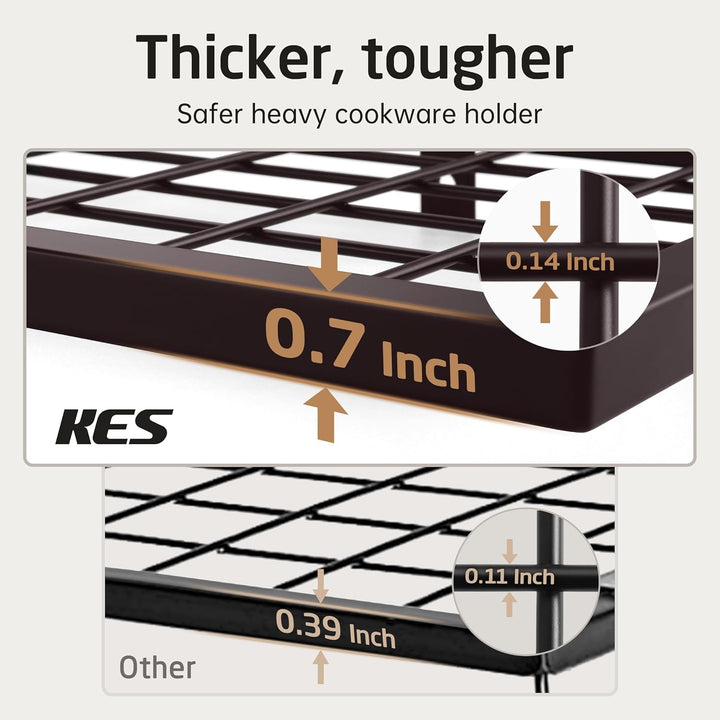 KES Ölbronze Doppel Küchenregal Pfannenhalter Küchenutensilienhalter Küche Pfannenhalter mit 12 Hake