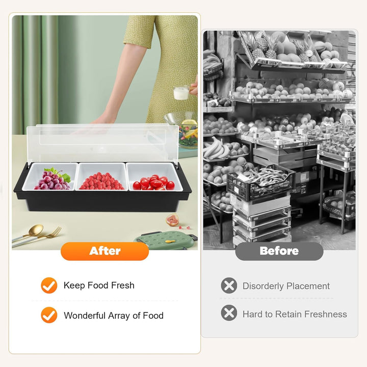 3 oder 5 Einsätzen Zutatenbehälter Topping Behälter, Zutatenbox Cocktail Obst Behälter, für Obst Sna