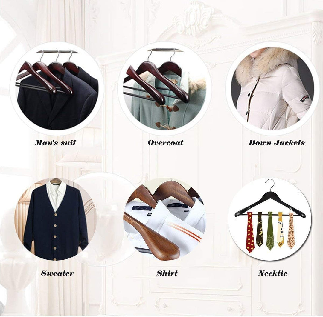 MECOREX Anzugbügel, 10er Set, Kleiderbügel aus Massivholz, mit extra Breiten Schultern, rutschfest,