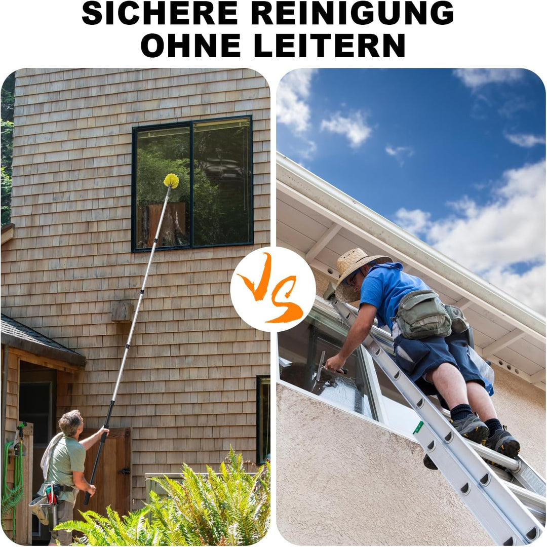 ARTIPOLY 6 m Staubwedel mit Teleskop Waschbar, 5-stufiger mit Borsten | 1,5–6 m Langer Staubwedel fü