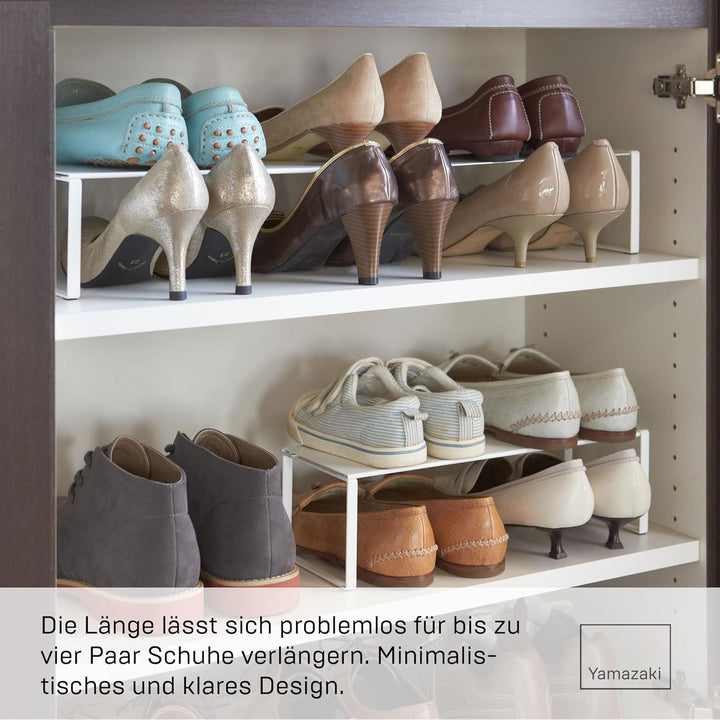 Yamazaki 2572 FRAME Schuhablage, weiss, Stahl, Minimalistisches Design, 34～60 x 12 x 10 cm (LxBxH),