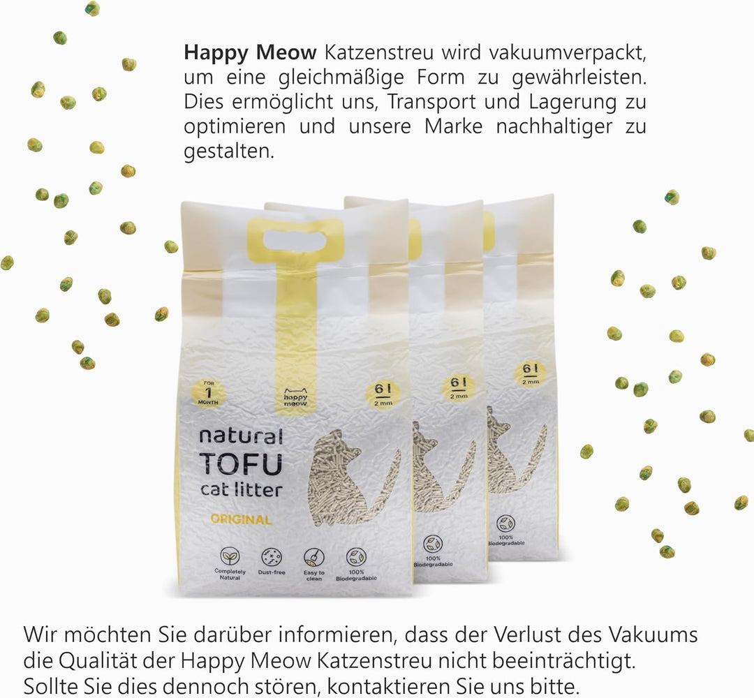 Tofu Katzenstreu (18 l/7,5 kg), natürlich und biologisch abbaubar, sofortige Bindemittel, staubarm,