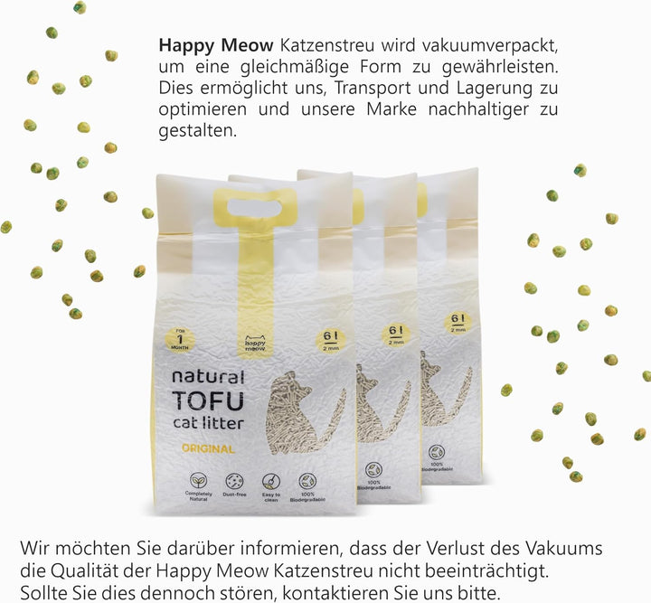 Tofu Katzenstreu (18 l/7,5 kg), natürlich und biologisch abbaubar, sofortige Bindemittel, staubarm,