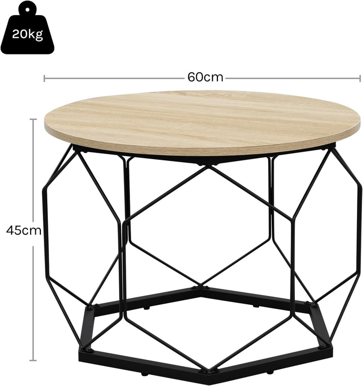 WOLTU Couchtisch rund, Wohnzimmertisch mit Stauraum, Beistelltisch Sofatisch Kaffeetisch, aus Metall