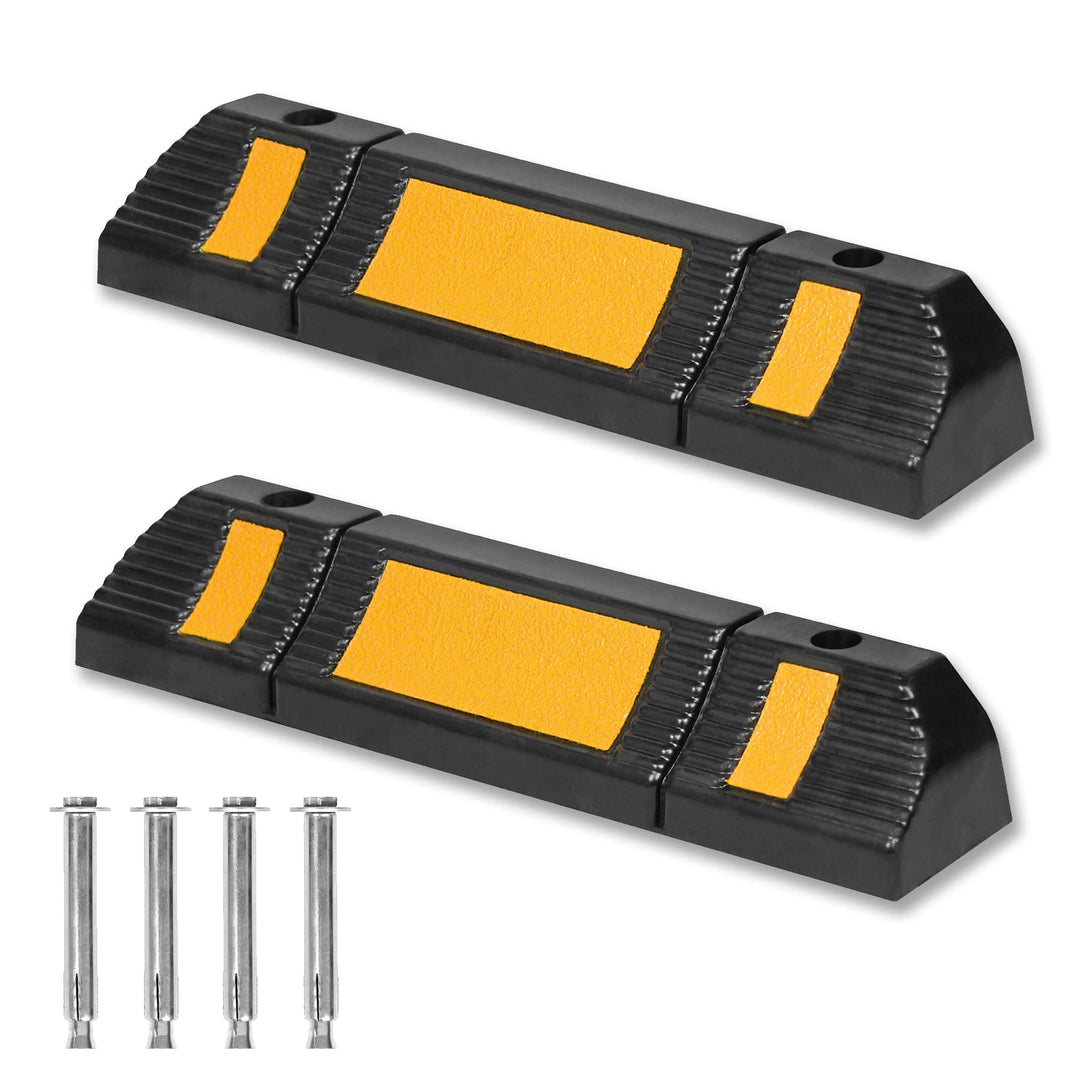 Froadp Anfahrschutz Parkstopper Set, Radstopp Parkbegrenzung mit Reflexionsstreifen, Garagenstopper