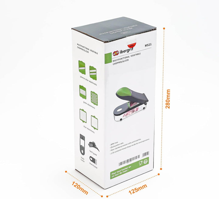 Ibergrif M521 Gemüseschneider, 6 in 1 Vegetable Chopper Multifunktionale, Gemüse Zerkleinerer Würfel