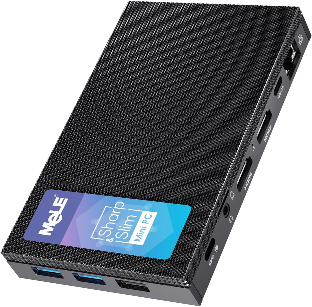 MeLE Mini PC Quieter 4C lüfterloser PC, N100 8GB RAM 128GB ROM, Win11 Pro, Vollfunktionsfähiges USB-