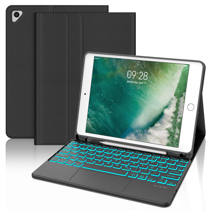 IVEOPPE Hülle mit Tastatur für iPad 6. Generation 9.7 Zoll Con Touchpad, Magnetisch Abnehmbarer QWER