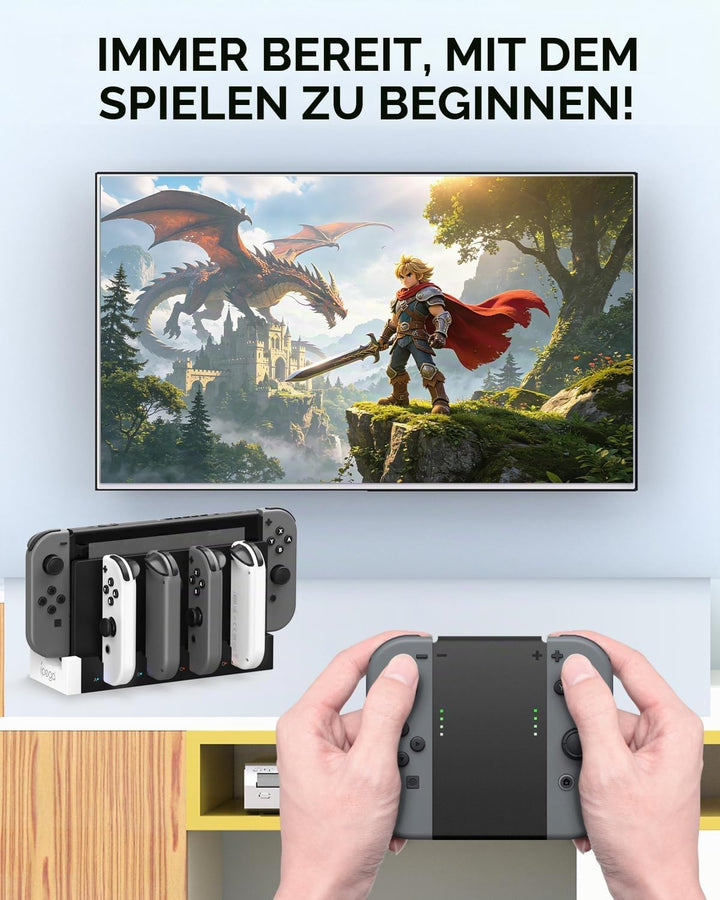 Joycon-Ladestation für Nintendo Switch/OLED, Weiss/Schwarz Weiss&amp;Schwarz, Weiss&amp;Schwarz