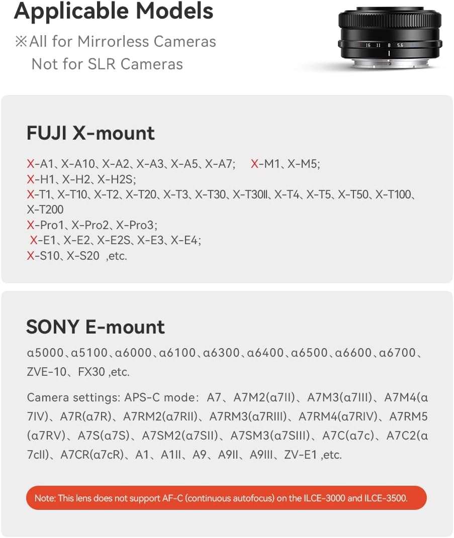 TTARTISAN AF 14mm F3.5 Weitwinkel Objektiv für Fuji, APS-C Autofocus Wide-Angle Pancake Lens X Mount