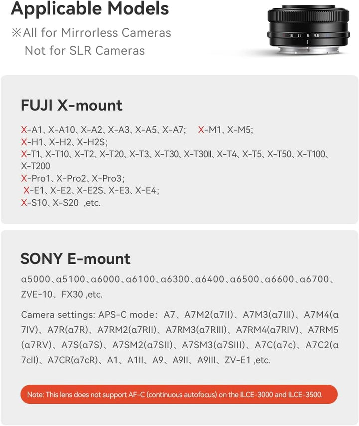 TTARTISAN AF 14mm F3.5 Weitwinkel Objektiv für Fuji, APS-C Autofocus Wide-Angle Pancake Lens X Mount