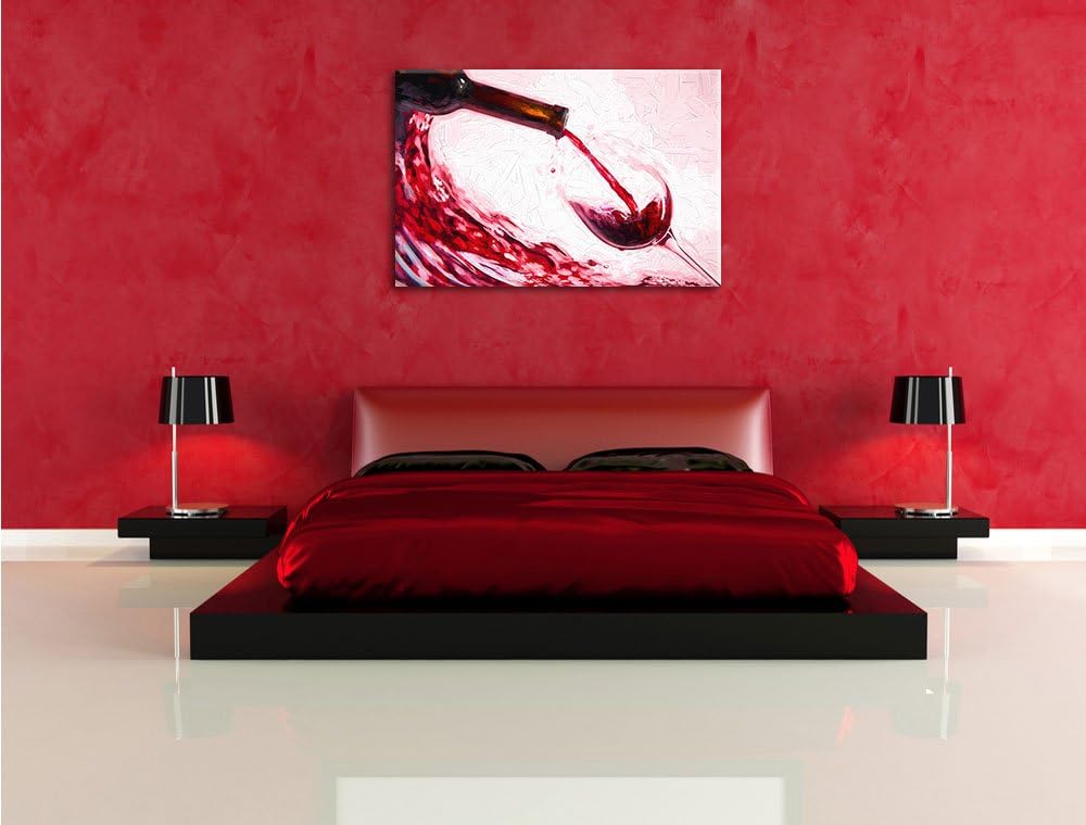Wein Pinsel Effekt, Format: 100x70 auf Leinwand, XXL riesige Bilder fertig gerahmt mit Keilrahmen, K