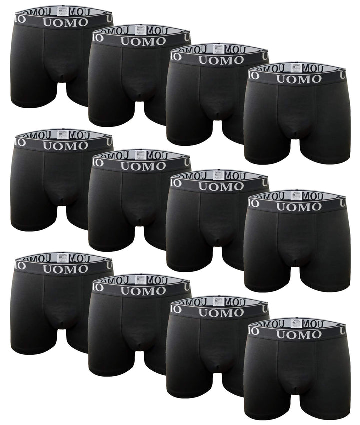 Channo Boxershorts aus Baumwolle, klassisch, einfarbig, bequem, weich 4XL Schwarz, Packung 12, 4XL S