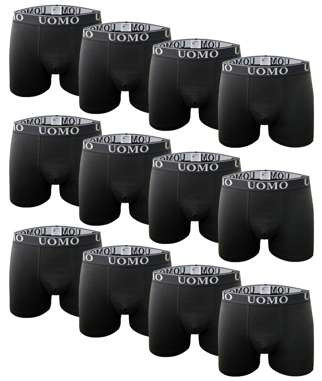 Channo Boxershorts aus Baumwolle, klassisch, einfarbig, bequem, weich 3XL Schwarz, Packung 12, 3XL S