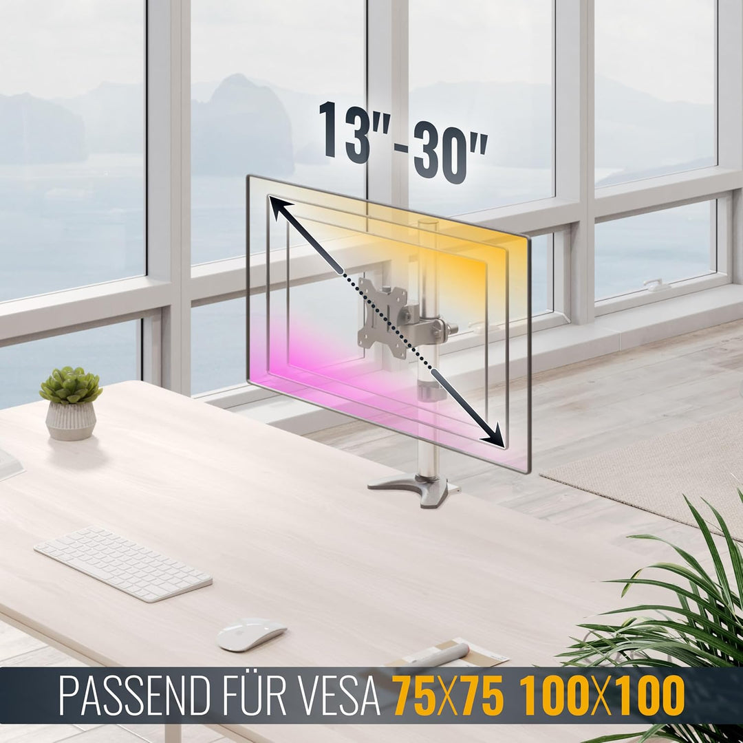 RICOO Monitor Halterung Tisch, VESA Tischhalterung für 13-30 Zoll, Monitorhalterung 1 Monitor Arm TS