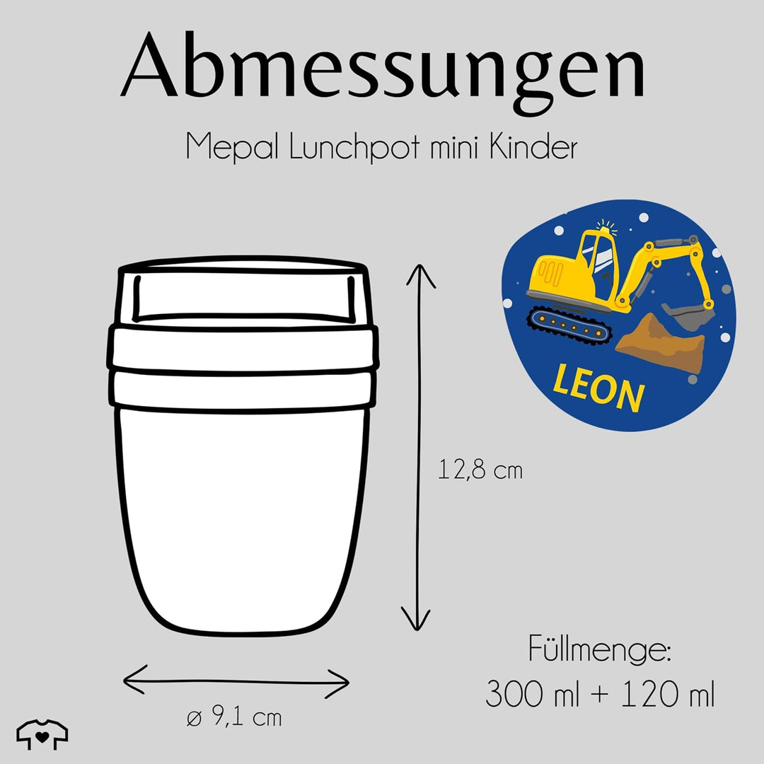 Shirtracer Mepal Müslibecher personalisiert Bagger mit Name 3 Blau, 3 Blau