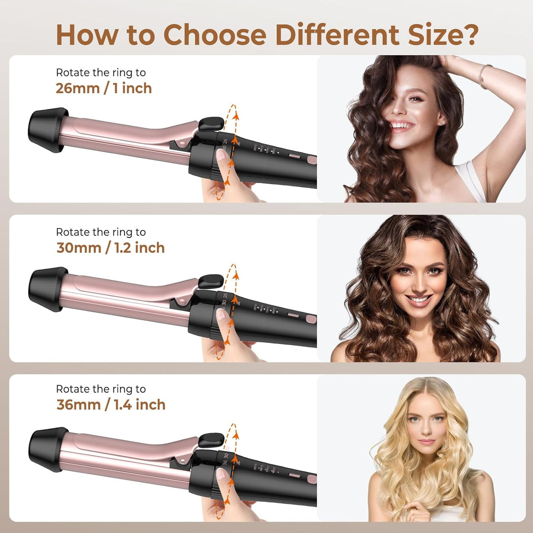 Lockenstab Grosse Locken,3 sizes in 1 Magischer Lockenstab,26mm/30mm/36mm Lockenstab für Kurze Haare