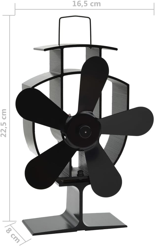 vidaXL Wärmebetriebener Kaminventilator 5 Blätter mit feuerfesten Drähten Stromlos Kaminofen Ventila