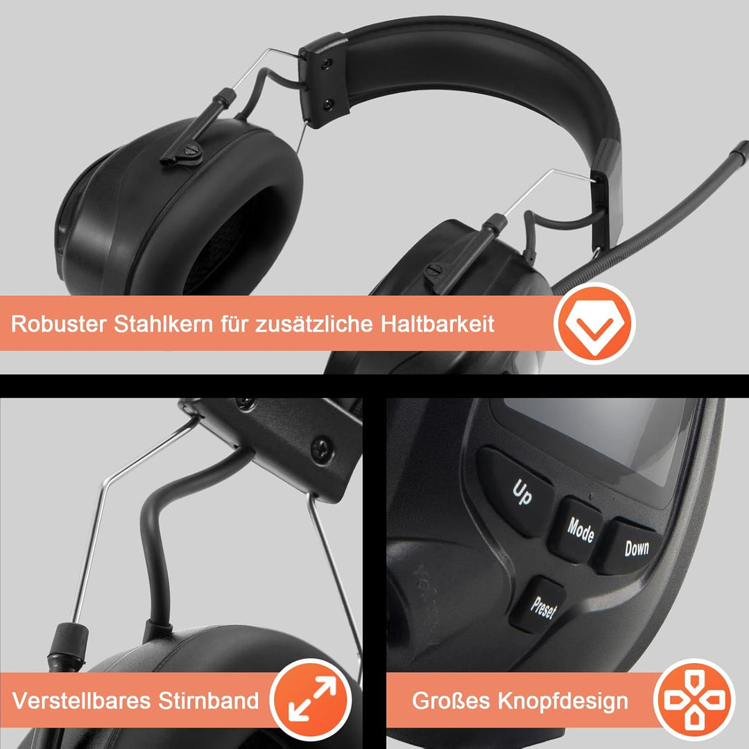 Gehörschutz mit Radio DAB + / FM, integriertem Bluetooth und Mikrofon, SNR