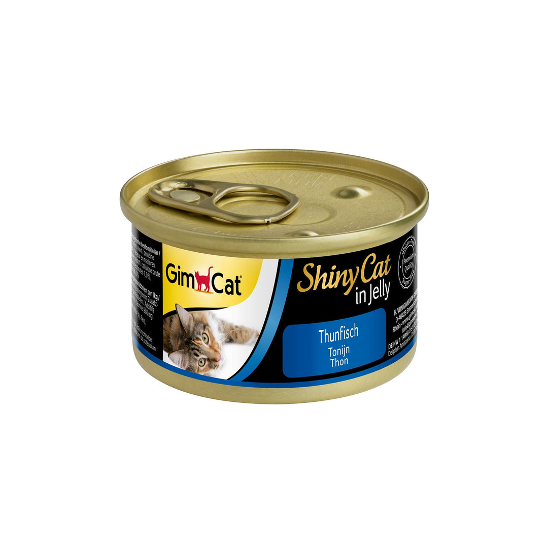 GimCat ShinyCat in Jelly Thunfisch - Nassfutter mit Fisch und Taurin für Katzen - 24 Dosen (24 x 70