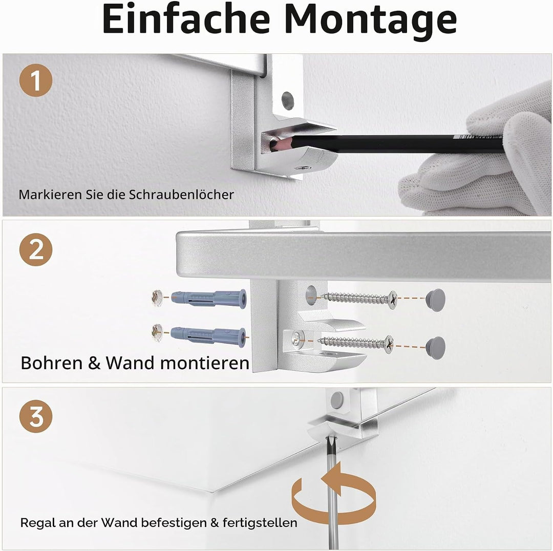 KES Glasregal Eckregal Badregal Glas Duschablage zum Hängen 8mm Badezimmer Wandregal Dusche Glas Abl